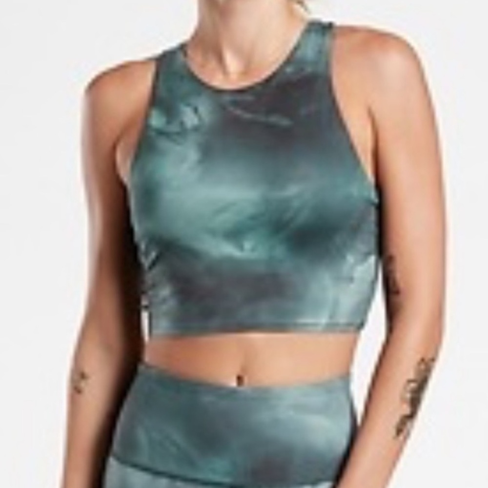ATHLETA Conscious Crop A-C Powervita Bra Top Printed Athleisure Active Size XS